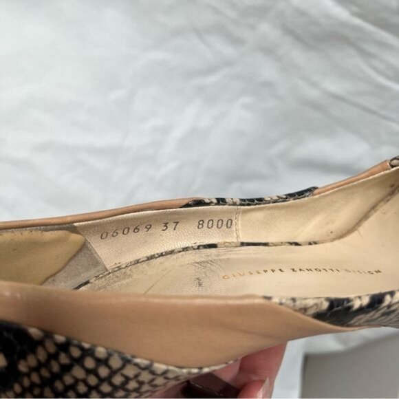 Giuseppe Zanotti Design Peep Toe High Heel Pumps Size 37 Snake Print leather - Picture 5 of 15